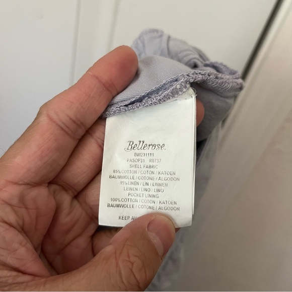 BELLEROSE blue dusty lilac lavender cotton linen canvas blend wide leg pants - Picture 6 of 6